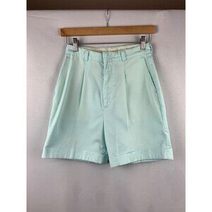 Vintage DEE CEE Pleated High-Waist Aqua Shorts Womens Medium